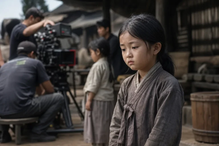Korean television film set representing former child actors discussing earlier industry conditions