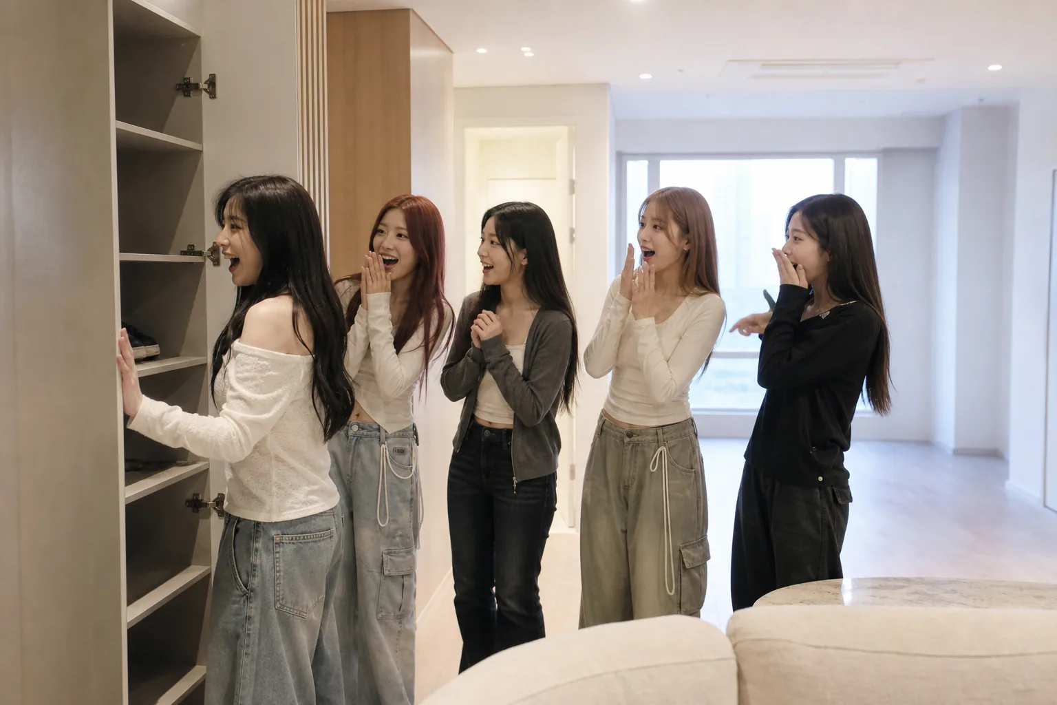 RESCENE members reacting to a brighter idol dorm upgrade
