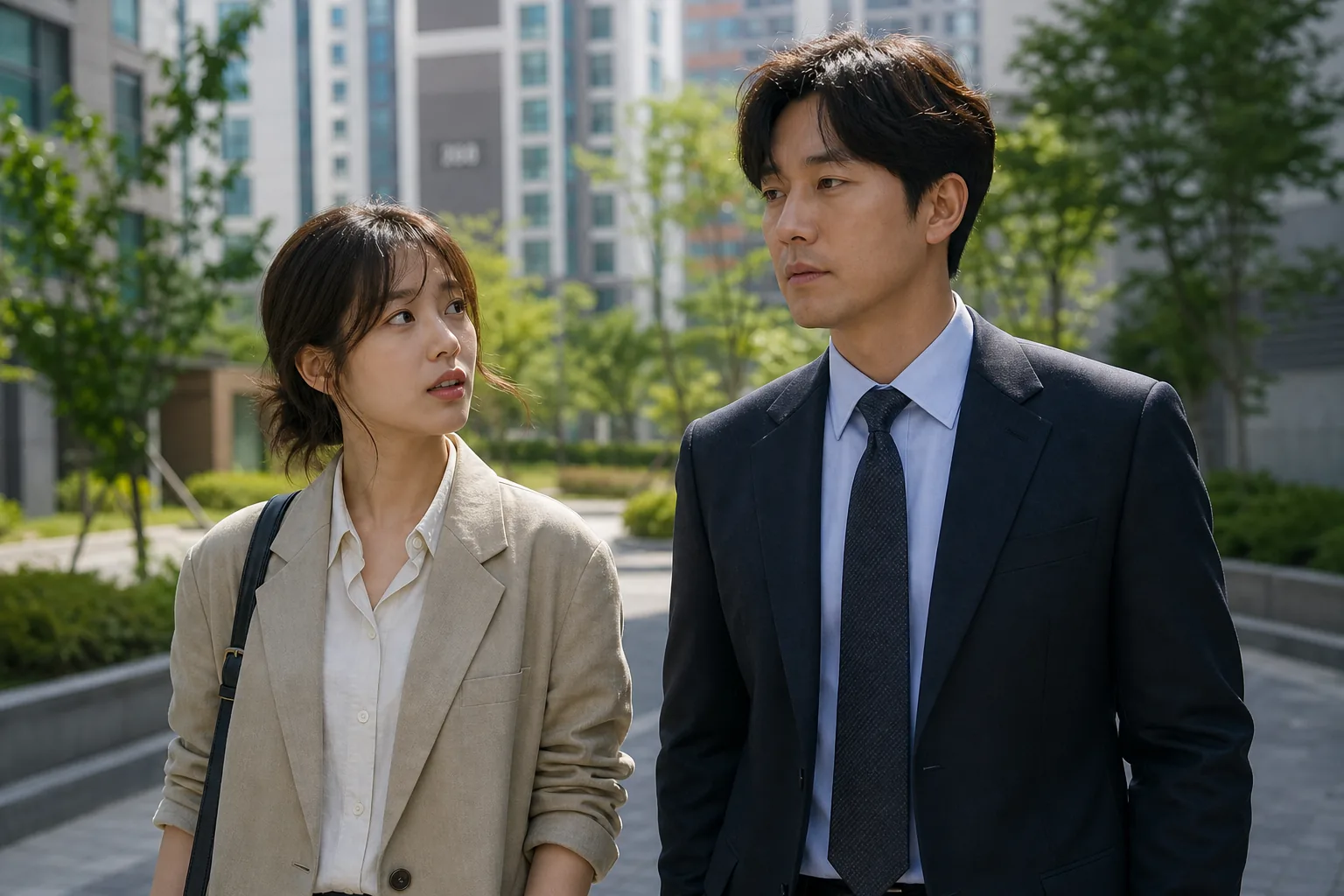 K-drama apartment residents meeting over a neighborhood mystery