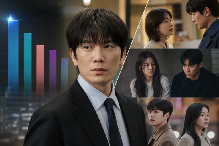 Korean drama ratings chart concept for Ji Sung's The Apartment Job premiere