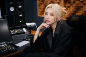 Modern music production studio representing i-dle Soyeon's songwriting work