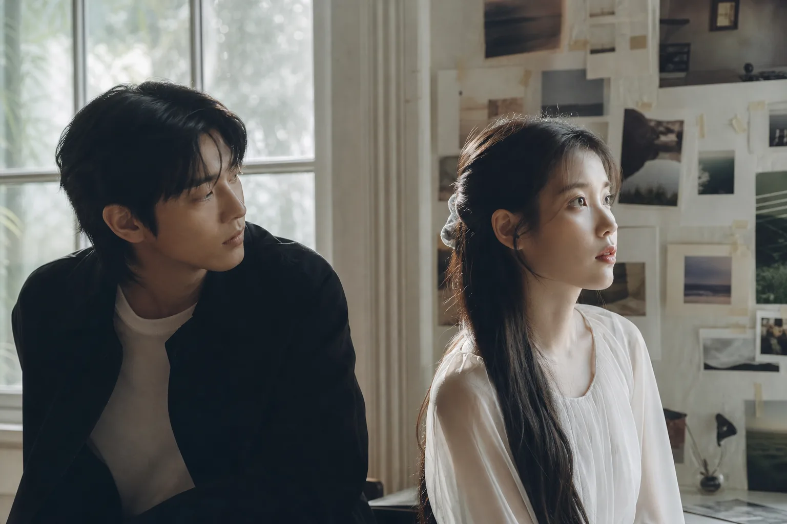 Studio set visualizing IU comeback music video preparation