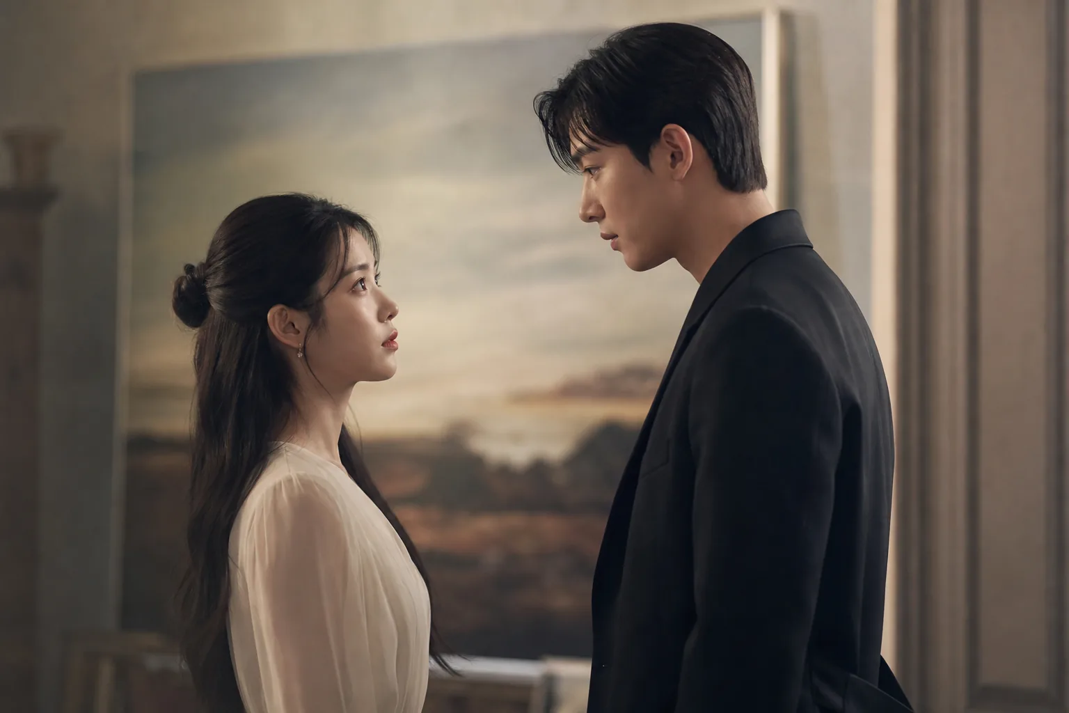 Cinematic music video scene explaining IU and Heo Nam Jun reunion