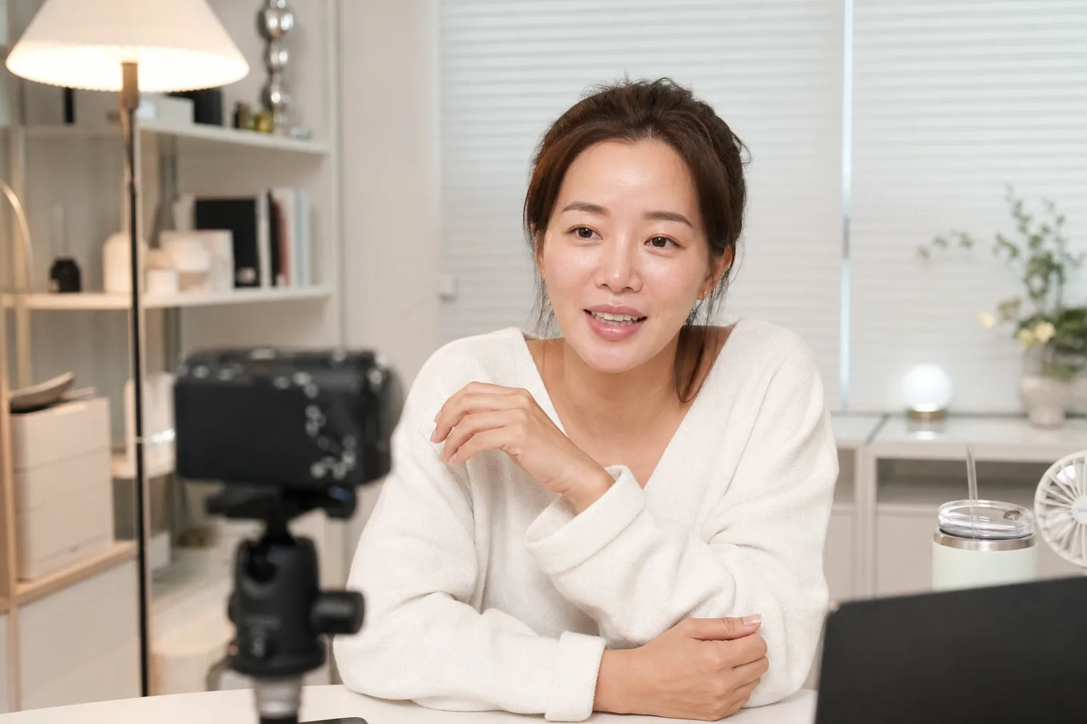 K-pop singer filming candid creator content in a studio
