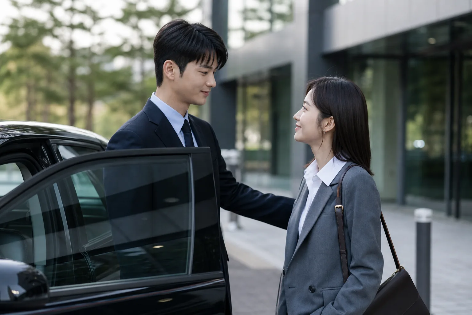 Secret workplace romance scene inspired by See You at Work Tomorrow