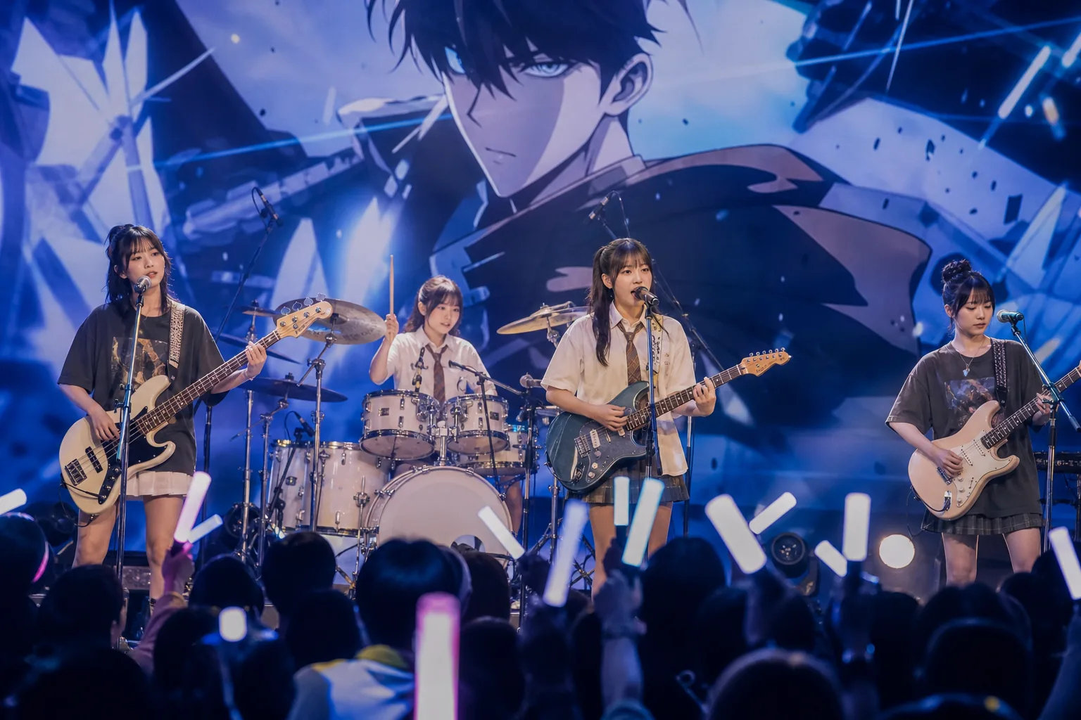 Anime opening theme and band performance concept for QWER