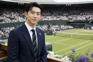 Editorial image representing Ok Taecyeon attending Wimbledon as a Korean brand ambassador
