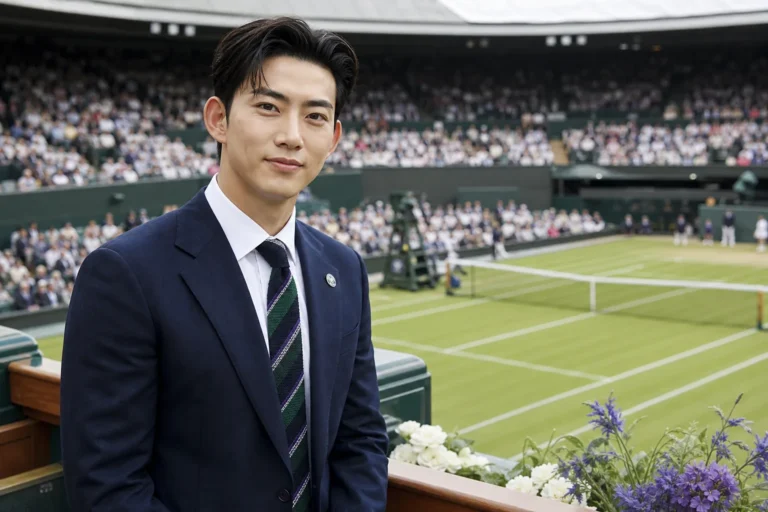 Editorial image representing Ok Taecyeon attending Wimbledon as a Korean brand ambassador