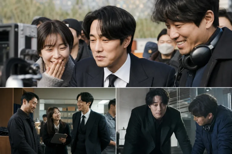 Editorial image of a Korean drama production set inspired by Agent Kim Reactivated behind the scenes