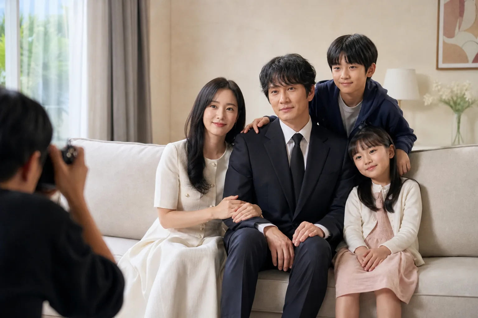 Fake family photo shoot concept for Korean drama The Apartment Job