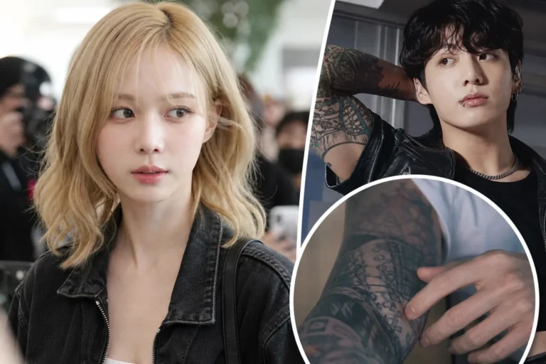 K-pop airport fashion scene representing aespa Winter tattoo rumor debate