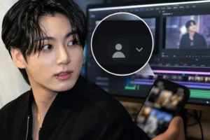 Editorial image representing BTS Jungkook video editing account reaction news