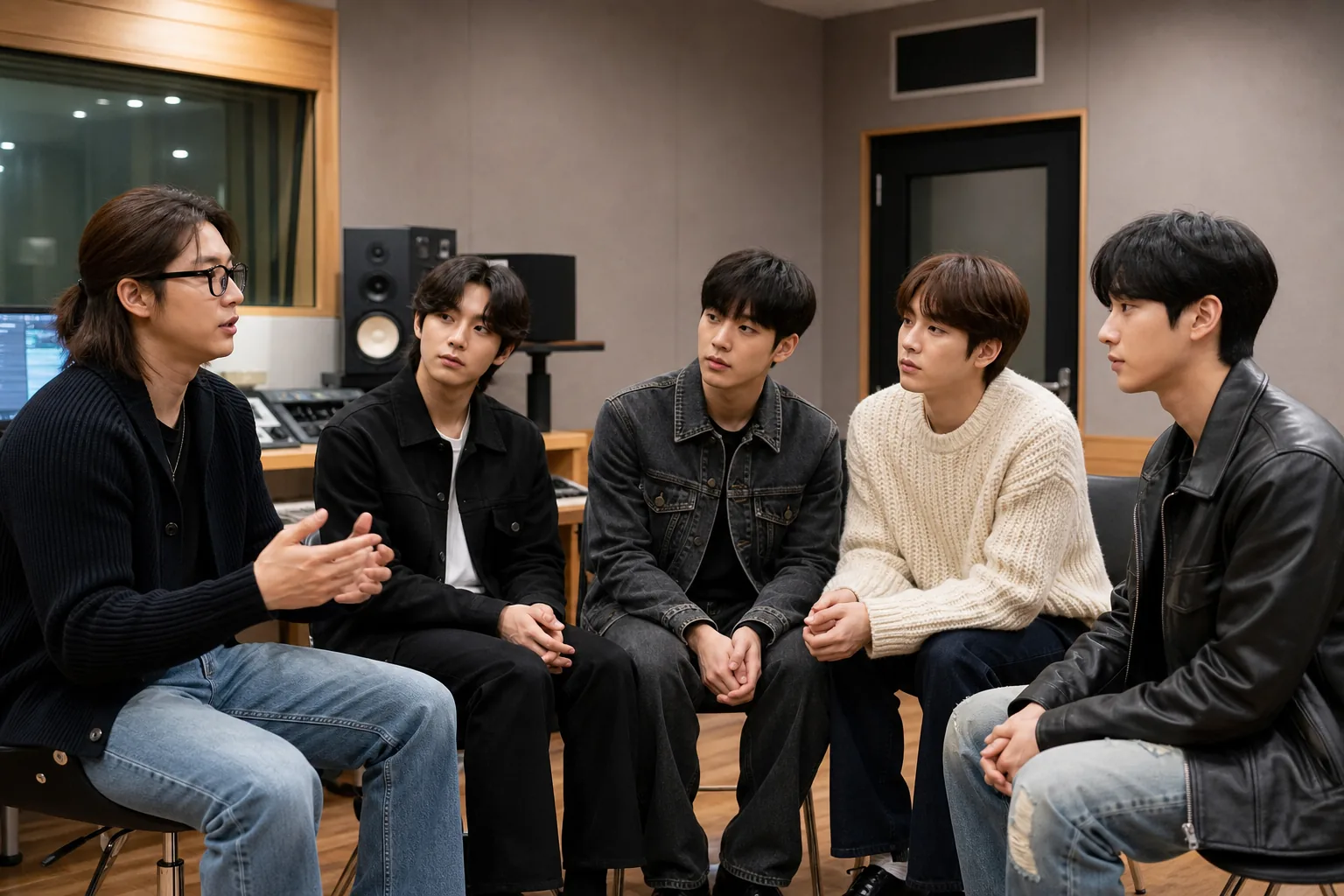 K-pop idols backstage without phones during early career promotions