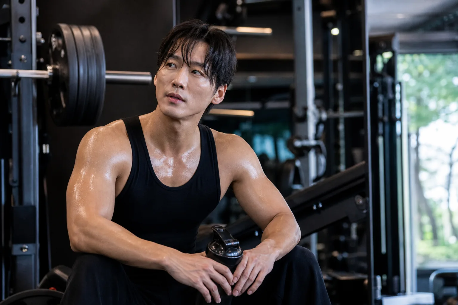 Korean actor preparing physically for a demanding drama role