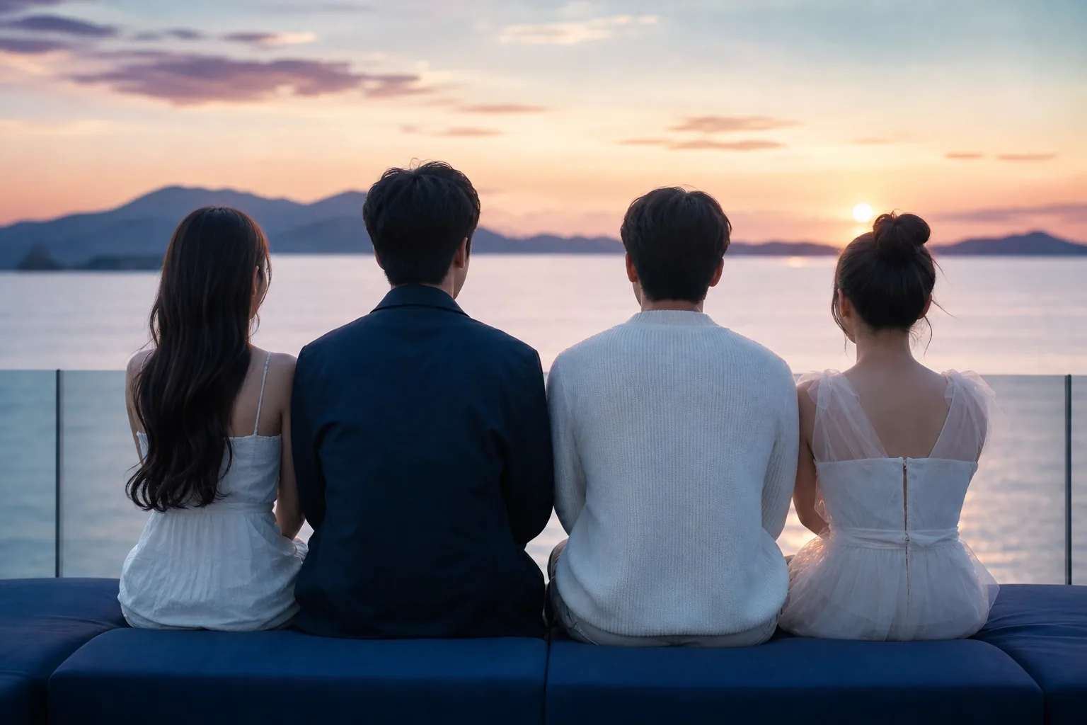 Young adults on a Korean romance reality show discussing time and love