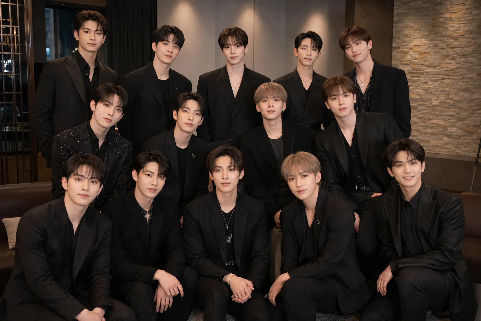 K-pop contract renewal paperwork and stage planning concept for SEVENTEEN