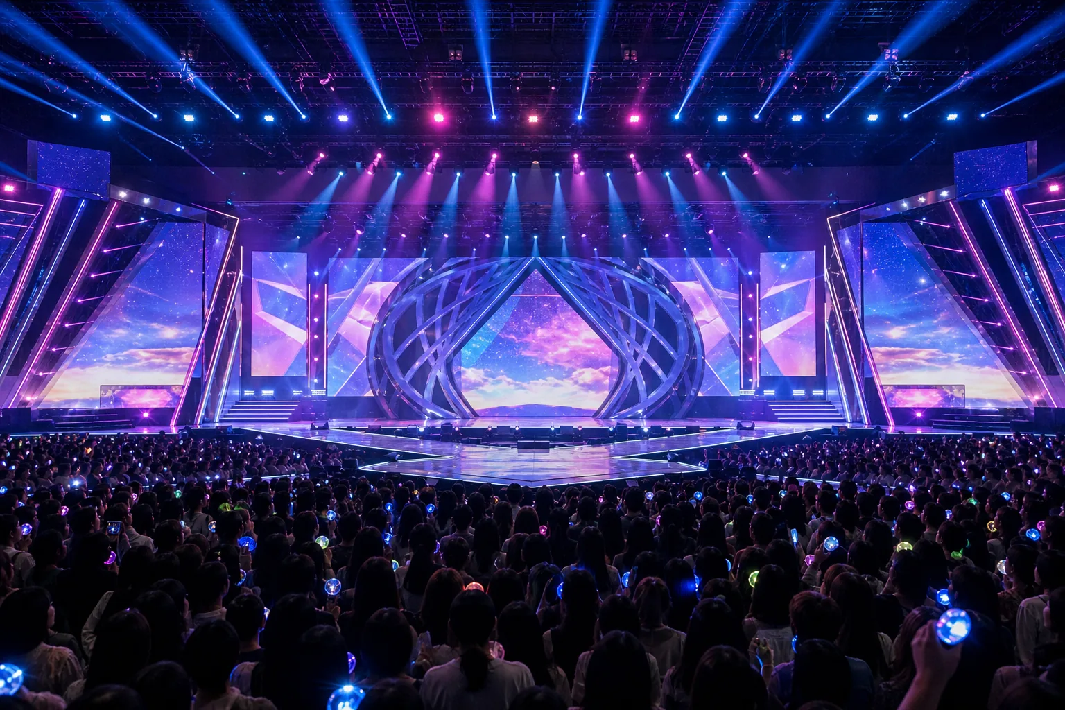 AI-generated concert venue crowd awaiting a Korean summer music festival
