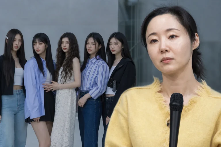 K-pop press event reflecting Min Hee Jin and NewJeans uncertainty