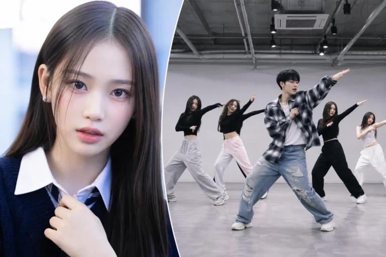 K-pop dance practice studio representing Hearts2Hearts Ian TikTok debate