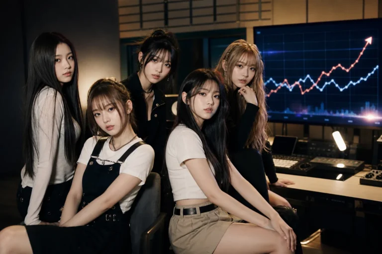 K-pop rehearsal studio symbolizing RESCENE's chart reversal and small agency success