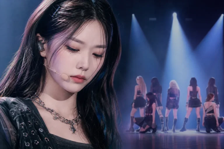 K-pop stage spotlight representing Billlie Tsuki discussing confidence and career pressure
