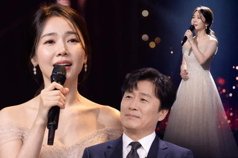 Editorial image of a Korean TV singing stage inspired by Choi Sung-kuk's wife performance story