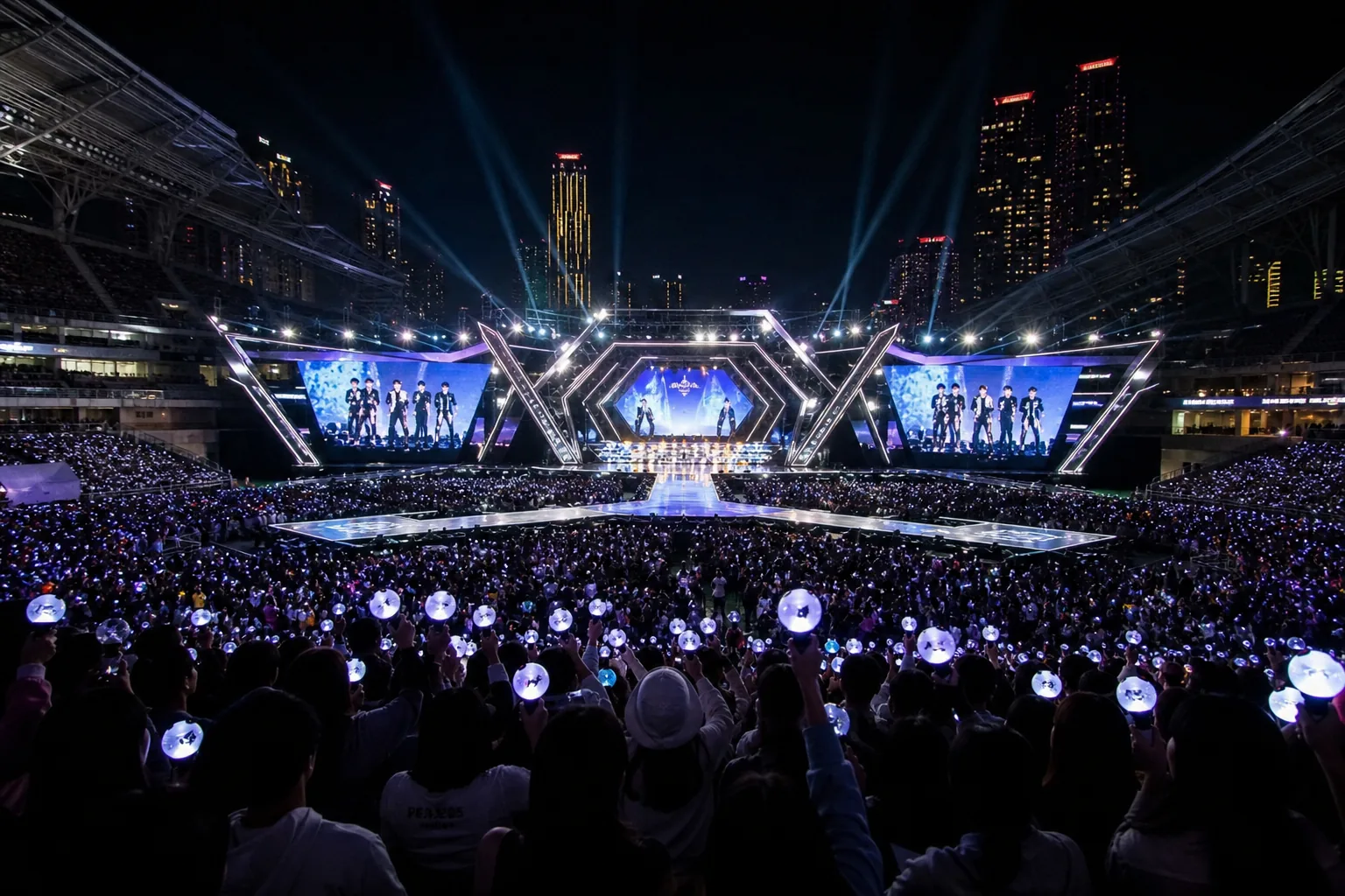 Busan stadium concert atmosphere for a Korean music awards ceremony