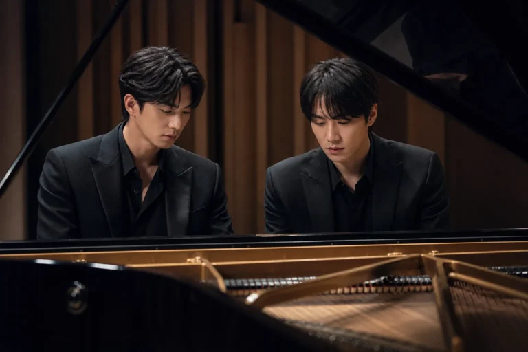Concert piano stage representing Song Kang and Lee Jun Young drama Four Hands Two Sonatas