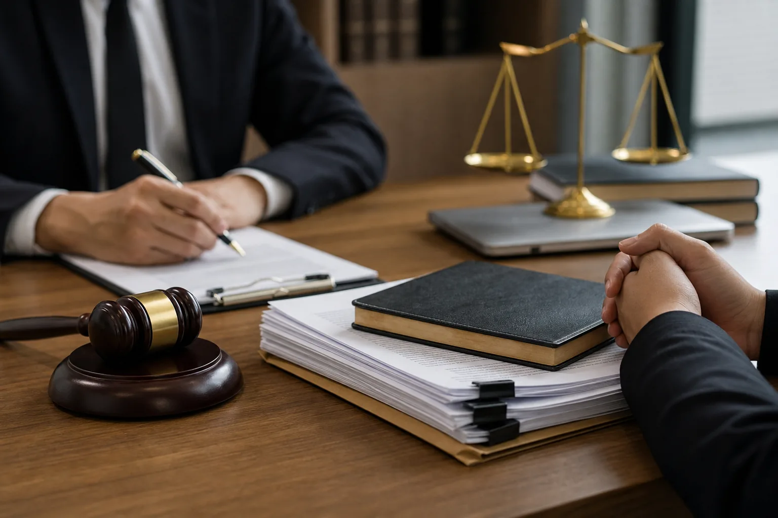 Attorney reviewing documents in Korean entertainment legal dispute