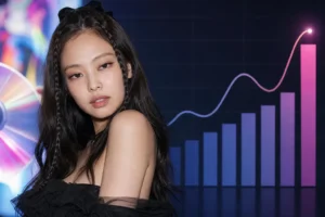 Editorial image representing Jennie's Billboard Hot 100 top five achievement