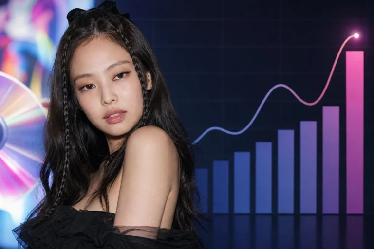 Editorial image representing Jennie's Billboard Hot 100 top five achievement