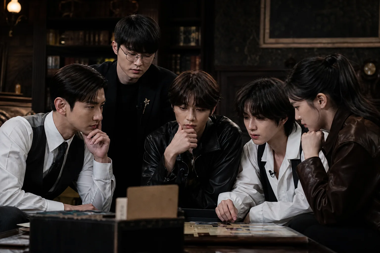 Korean entertainment variety cast lineup for an AI mystery show