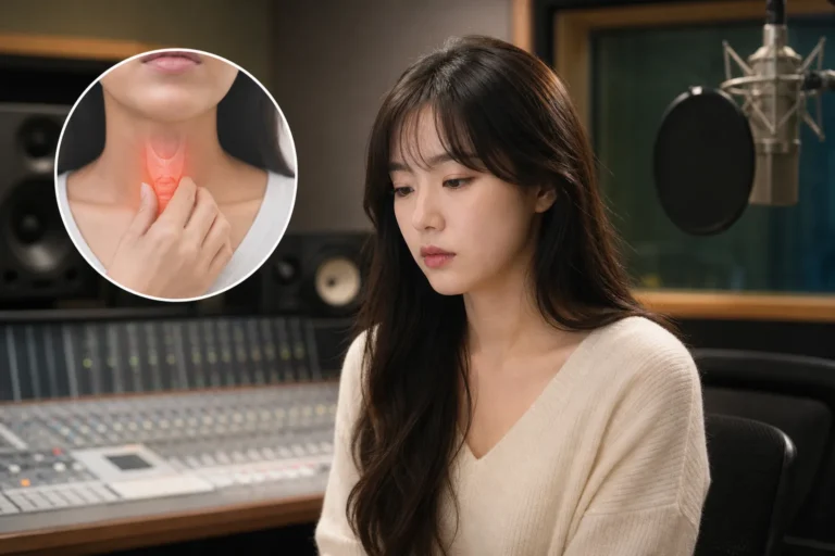Professional microphone in a recording studio representing Lee Soo Ji vocal cord surgery news