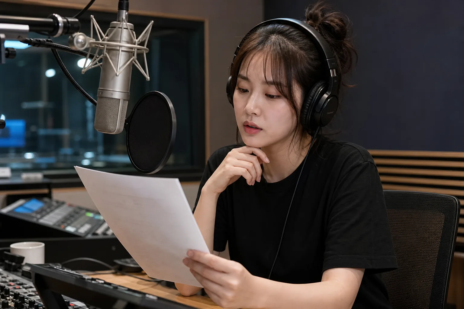 Broadcast studio microphone illustrating Lee Soo Ji recovery and prerecorded variety content