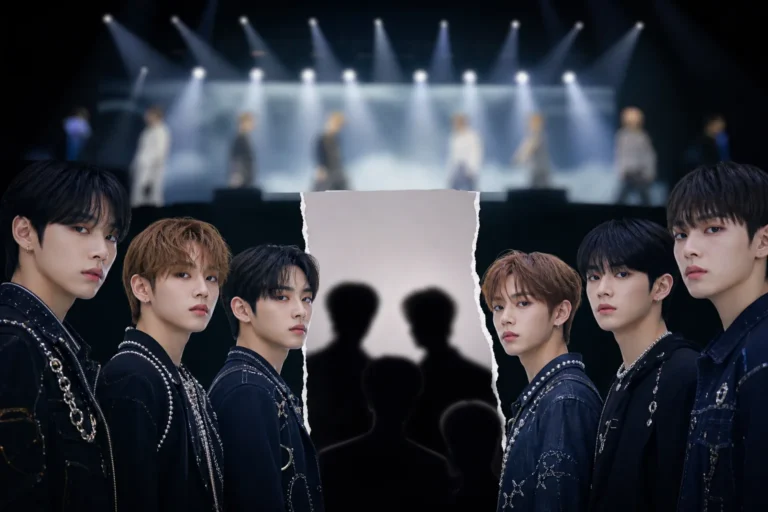 K-pop concert stage representing BAE173 fan-con uncertainty