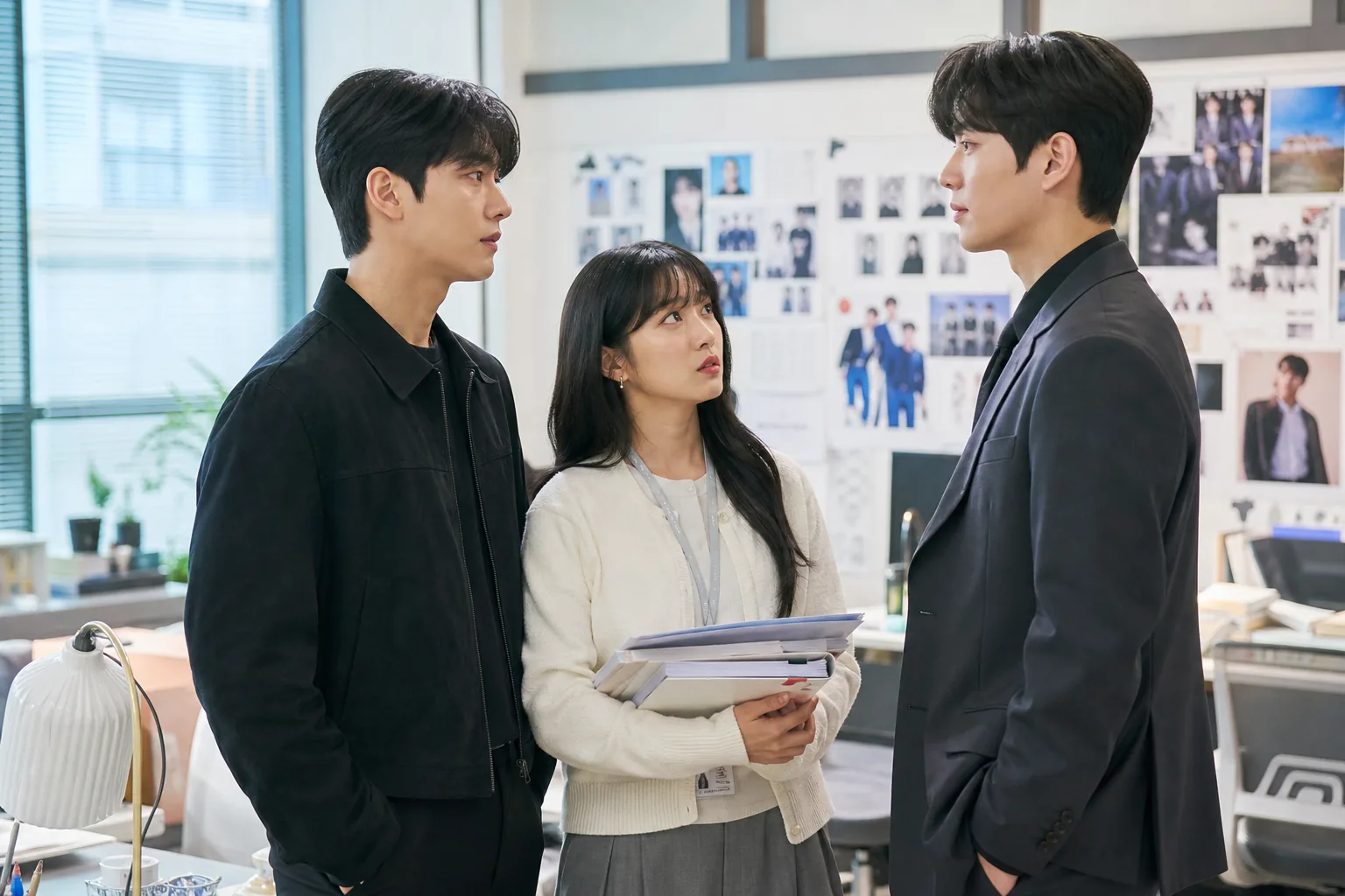 Korean drama office romance triangle inspired by My Bias My Boss teasers