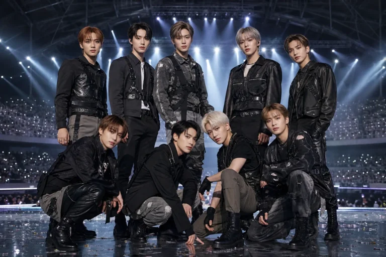 NCT 127 contract renewal news with concert stage atmosphere