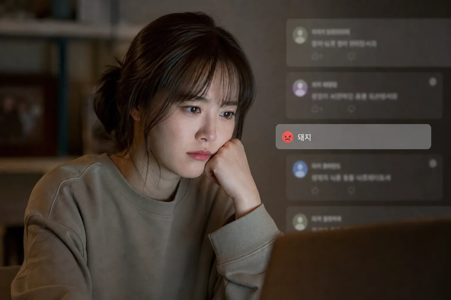 Celebrity coping with malicious comments and public reaction