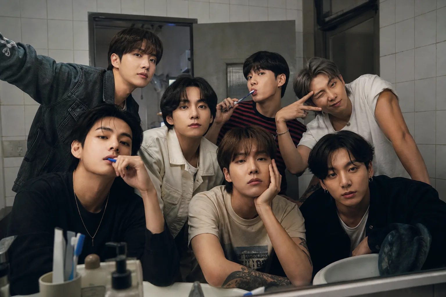 BTS NORMAL music video everyday restroom concept