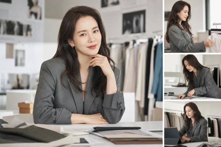 Editorial fashion studio image representing Song Ji Hyo's Nina Ssong brand pictorial