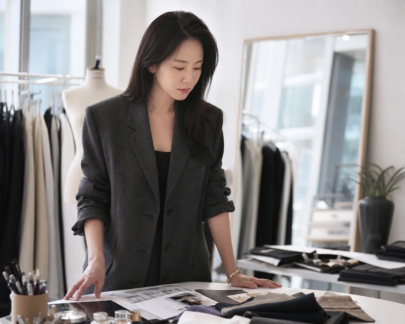Modern beauty brand display representing Korean celebrity entrepreneurship