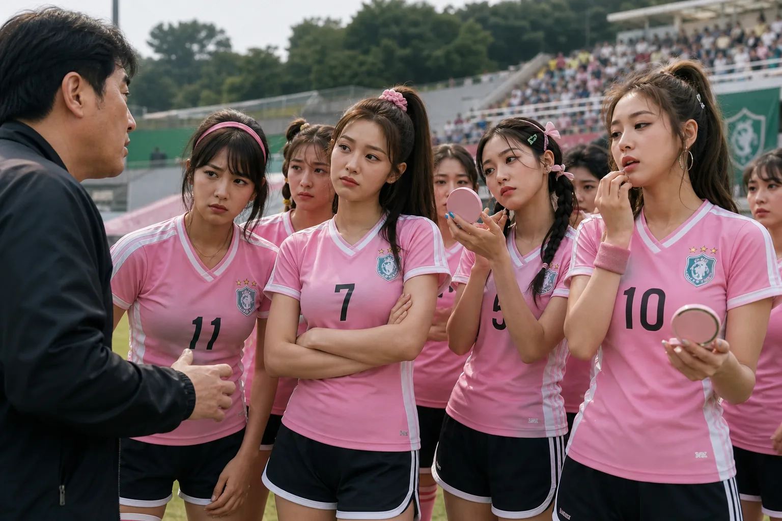 Film audience and soccer field imagery representing the Kung Fu Soccer controversy