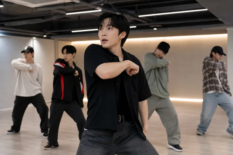 Lee Sang Yi and ATEEZ San inspired viral K-pop dance challenge editorial image