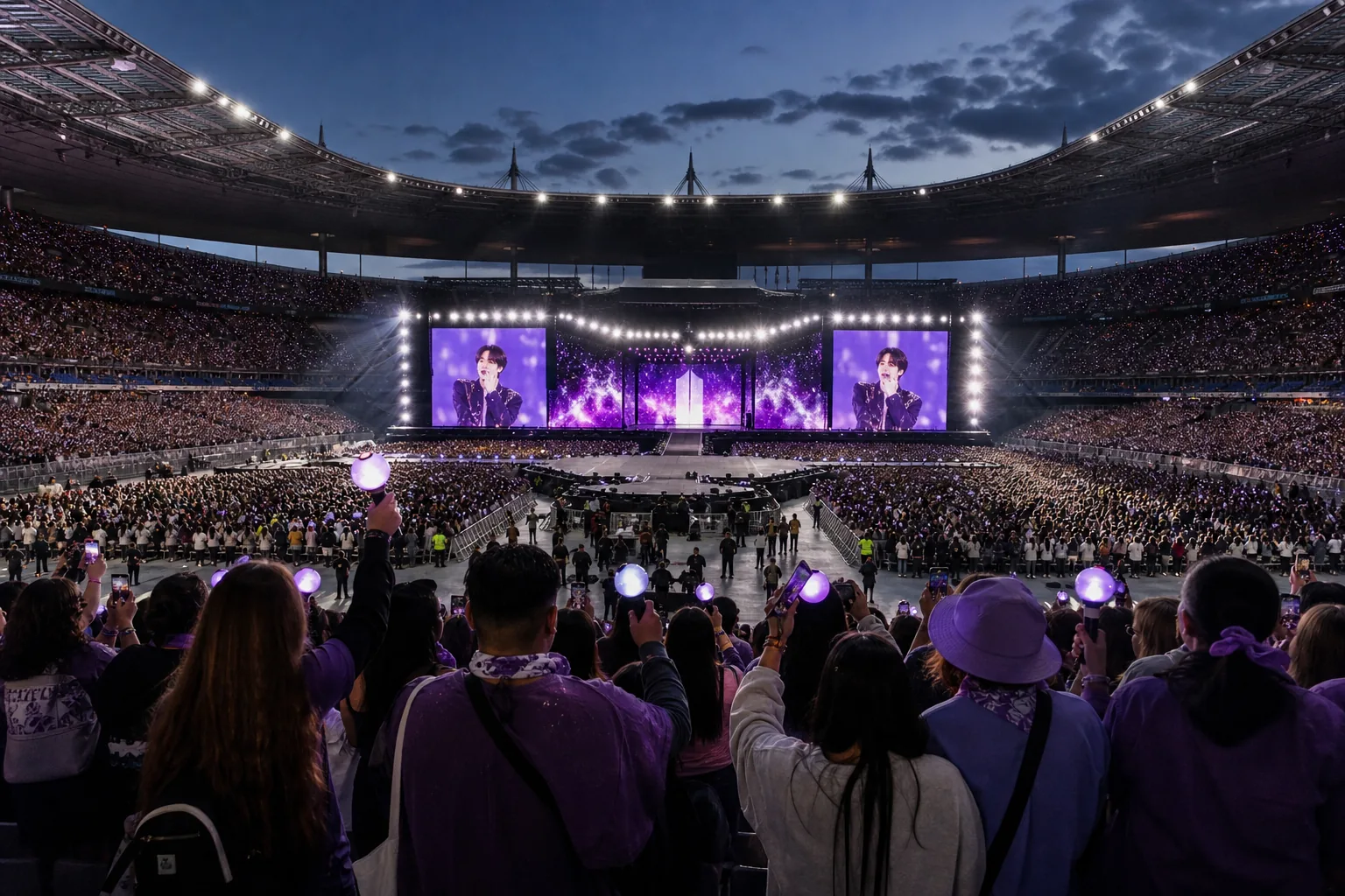 Fans filling a European stadium for BTS ARIRANG tour