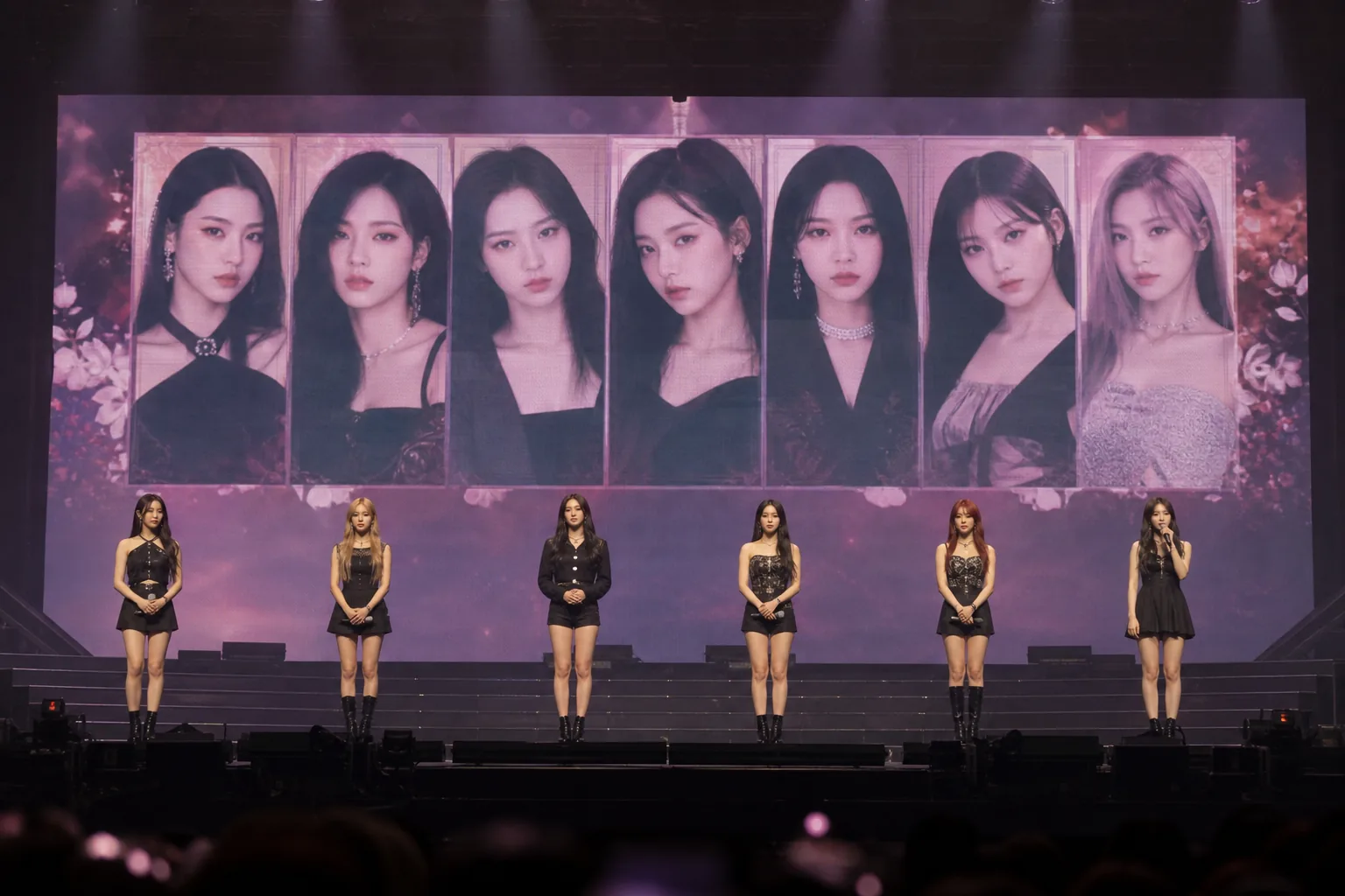 Emotional K-pop reunion concert moment representing CLC members on stage
