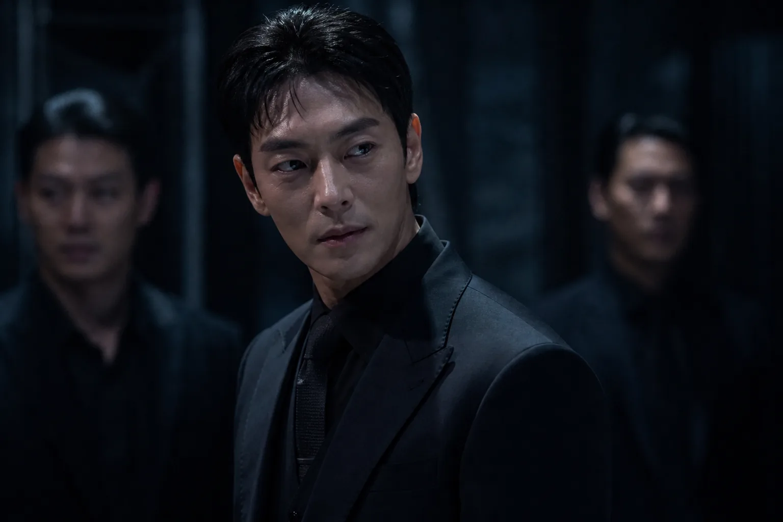 AI editorial image showing a fantasy action drama concept inspired by hunters and mysterious gates