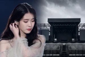 Empty concert stage representing IU postponing her Goyang concert and sixth album schedule