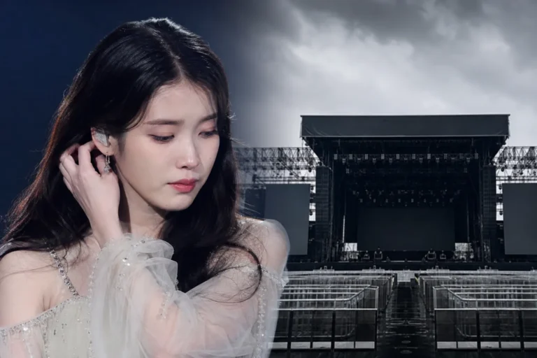 Empty concert stage representing IU postponing her Goyang concert and sixth album schedule