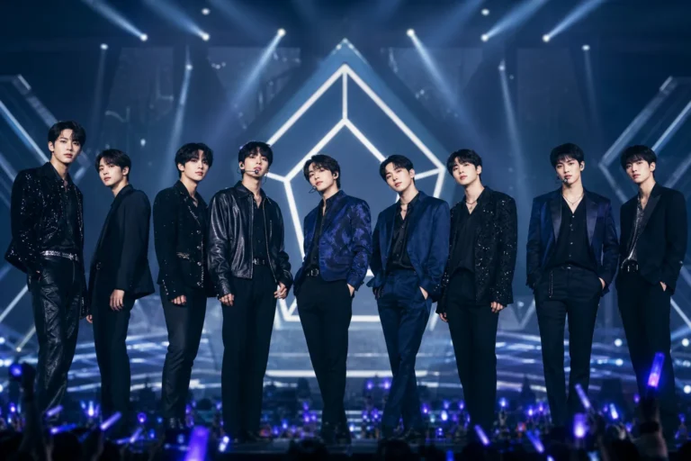 K-pop concert stage representing PENTAGON 10th anniversary activities