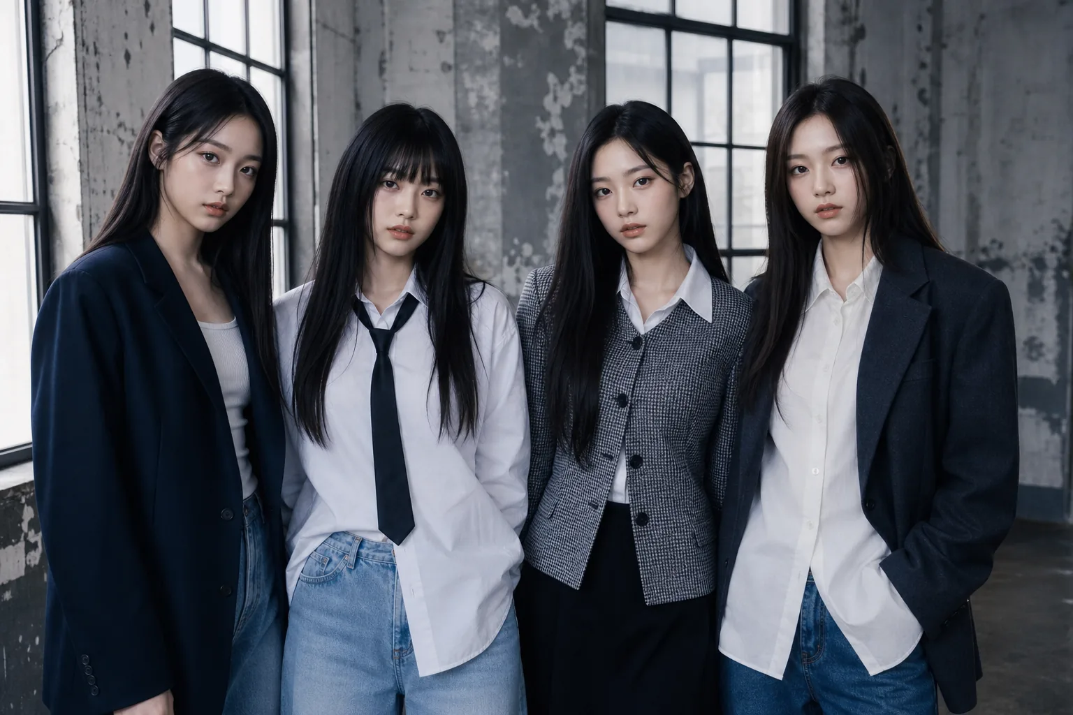 K-pop anniversary social media announcement with four-member group concept